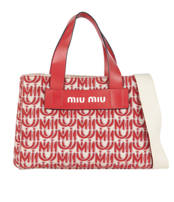 Jacquard Tote, Canvas, Red, 5BA085, AC/S/DB, 3*